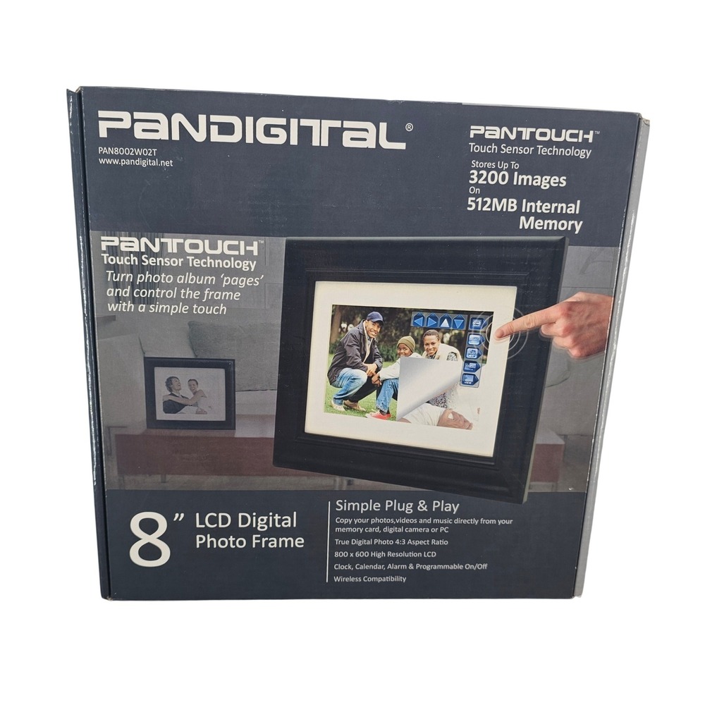 Pandigital‎ 8 Inch LCD Digital Photo Frame PanTouch Black Wood PAN8002W02T NEW